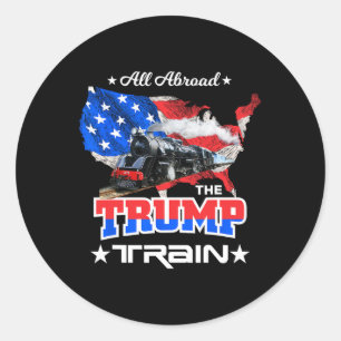 Aboard The Trump Train 2022 American Flag Classic Round Sticker