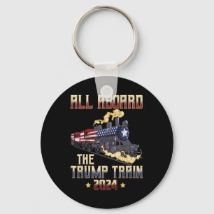 Aboard The Trump Train 2024 American Flag 1 Keychain