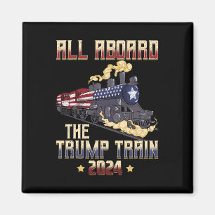 Aboard The Trump Train 2024 American Flag 1 Magnet