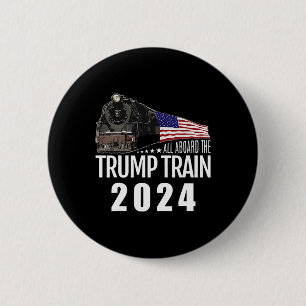 Aboard The Trump Train 2024 American Flag 2  Inch Round Button