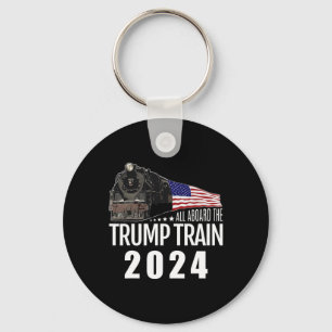 Aboard The Trump Train 2024 American Flag 2  Keychain