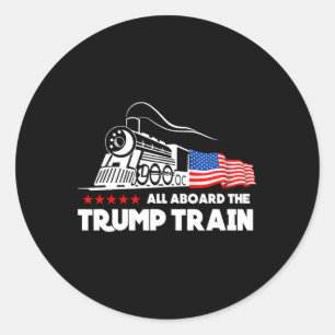 Aboard The Trump Train 2024 American Flag  Classic Round Sticker