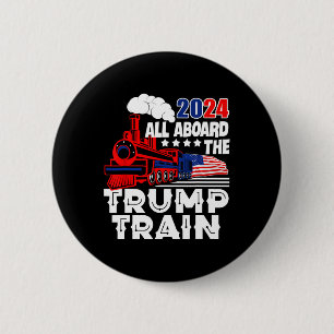 Aboard The Trump Train 2024 American Flag Trump 20 2 Inch Round Button