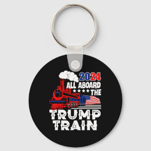 Aboard The Trump Train 2024 American Flag Trump 20 Keychain