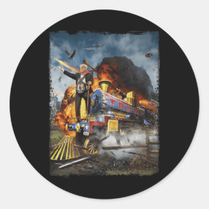 Aboard The Trump Train Funny Donald Trump 2024 Ele Classic Round Sticker