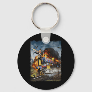 Aboard The Trump Train Funny Donald Trump 2024 Ele Keychain