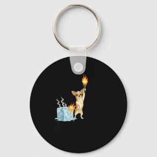 Abolish ice funny chihuahua dog meme fire on ice keychain