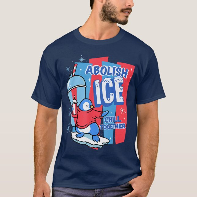 Abolishhe Ice Penguin Slush Drink Funny Summer Chi T-Shirt (Front)