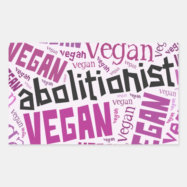 "Abolitionist Vegan" Word-Cloud Mosaic Sticker (Front)