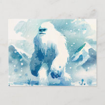 Abominable Snowman Winter Watercolor