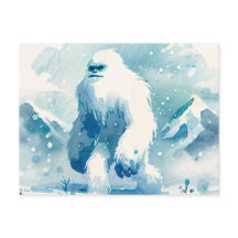 Abominable Snowman Winter Watercolor