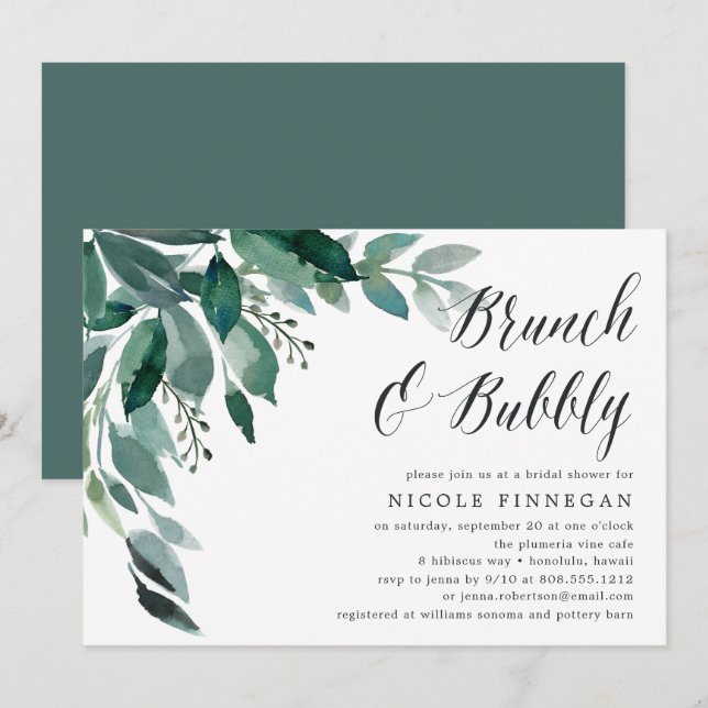 Abondant feuillage | Brunch & Bubbly Invitation (Devant / Derrière)