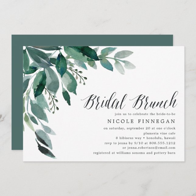 Abondant feuillage | Invitation de Brunch nuptial (Devant / Derrière)