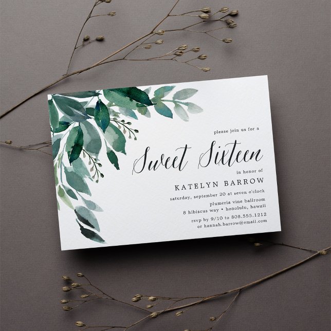 Abondant feuillage | Invitation Sweet sixteen (Créateur téléchargé)