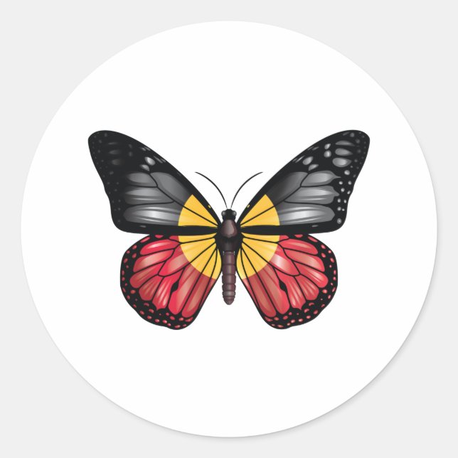 Aborigin Monarque Butterfly Flag Classic Round Sticker (Front)