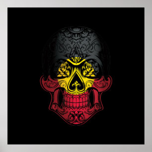 Aborigin Skull And Roses Flag Poster