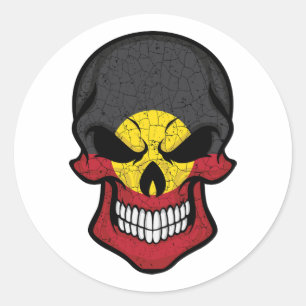 Aborigin Smiling Skull Flag Classic Round Sticker