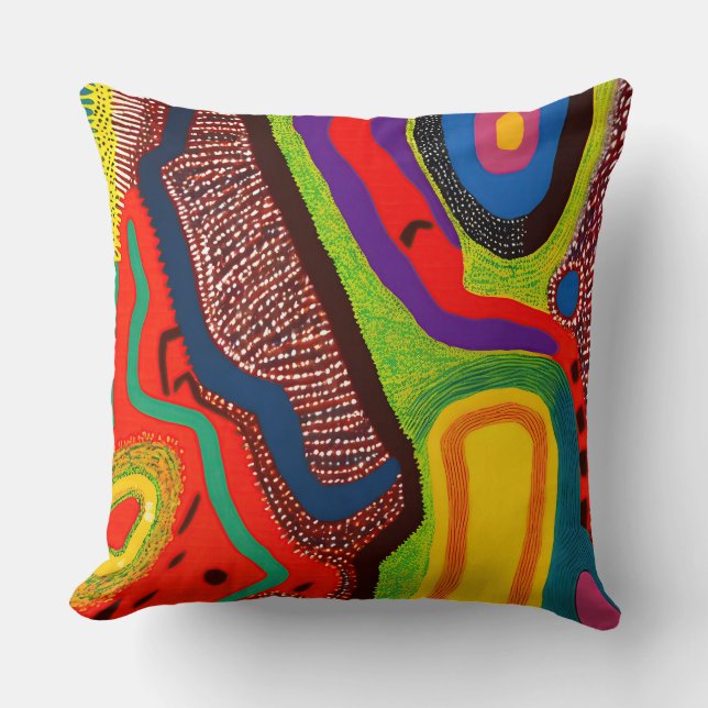 Aboriginal Abstract Art Vol 06 Throw Pillow (Front)
