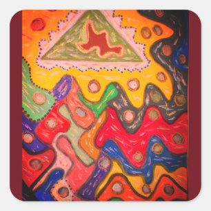 ABORIGINAL AFRICAN ART IMPRESSIONIST DESIGNER SQUARE STICKER