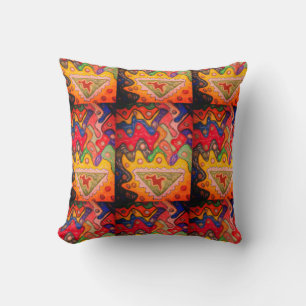 ABORIGINAL ART AND HAPPY BIRTHDAY WORD PATTERN THROW PILLOW