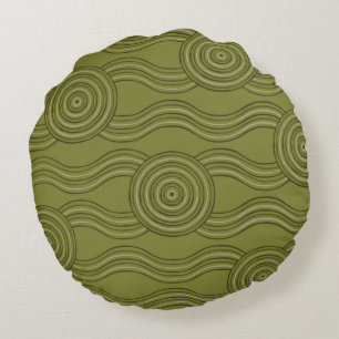 Aboriginal art bush round pillow