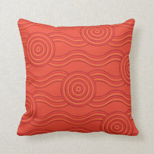Aboriginal art fire throw pillow
