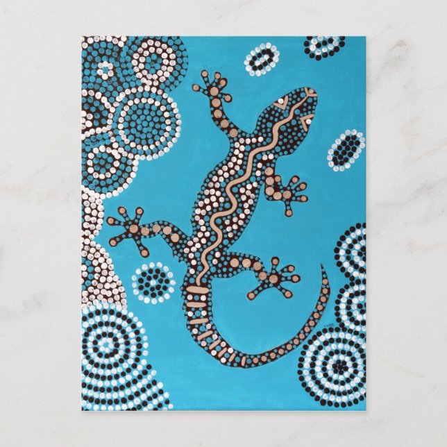 Aboriginal Art, Gecko, Punktmalerei, Dot-Painting Postcard (Front)