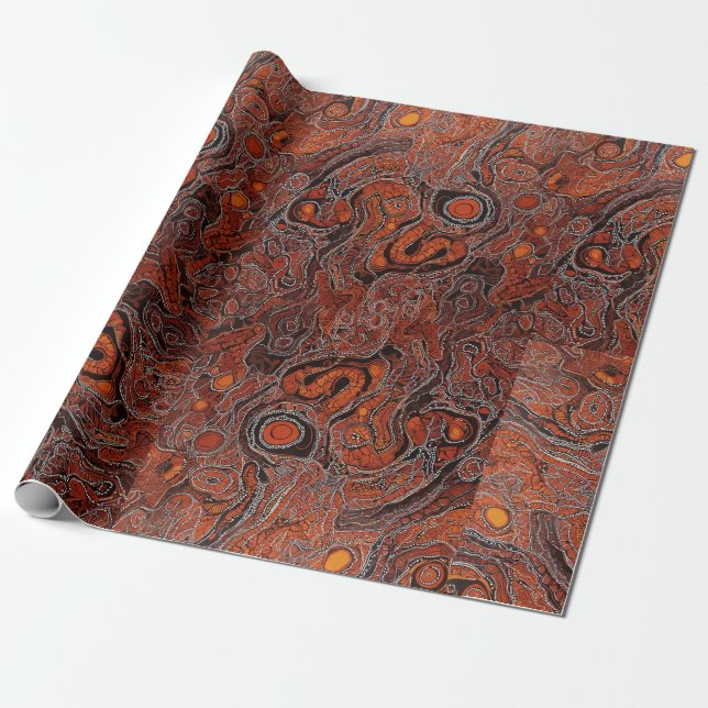 Aboriginal Art Inspired Wrapping Paper (Unrolled)