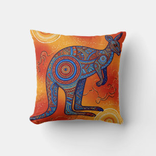 ABORIGINAL ART OF KANGAROO THROW PILLOW