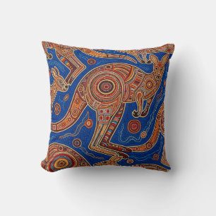 ABORIGINAL ART OF KANGAROO THROW PILLOW