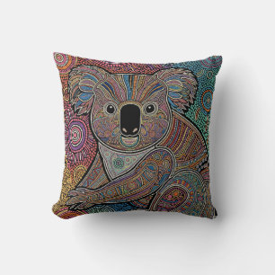 ABORIGINAL ART OF KOALA THROW PILLOW