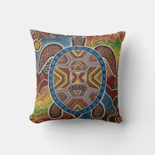 ABORIGINAL ART OF TURTLE THROW PILLOW