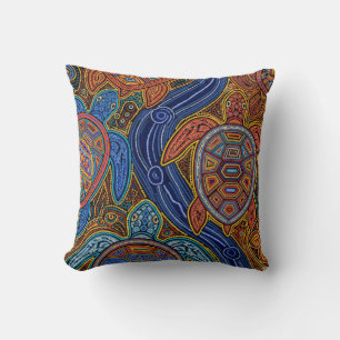 ABORIGINAL ART OF TURTLES THROW PILLOW