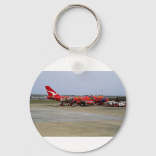 Aboriginal art, Quantas 747, Kingsford Smith Airpo Keychain