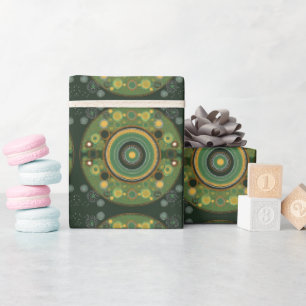 Aboriginal art style green wrapping paper