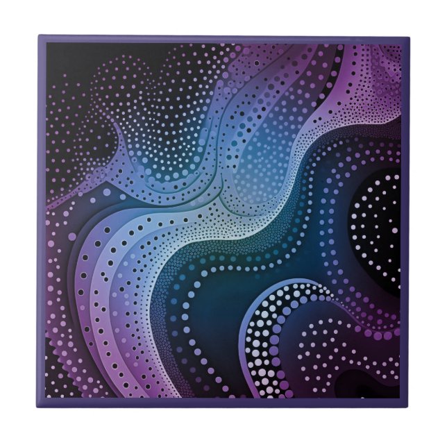 Aboriginal art style purple 4 of 9 Ceramic Tile (Front)