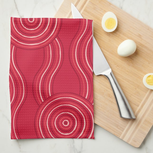 Aboriginal art waratah kitchen towel (Quarter Fold)
