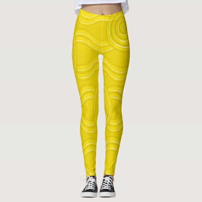 Aboriginal Art Wattle Leggings (Front)