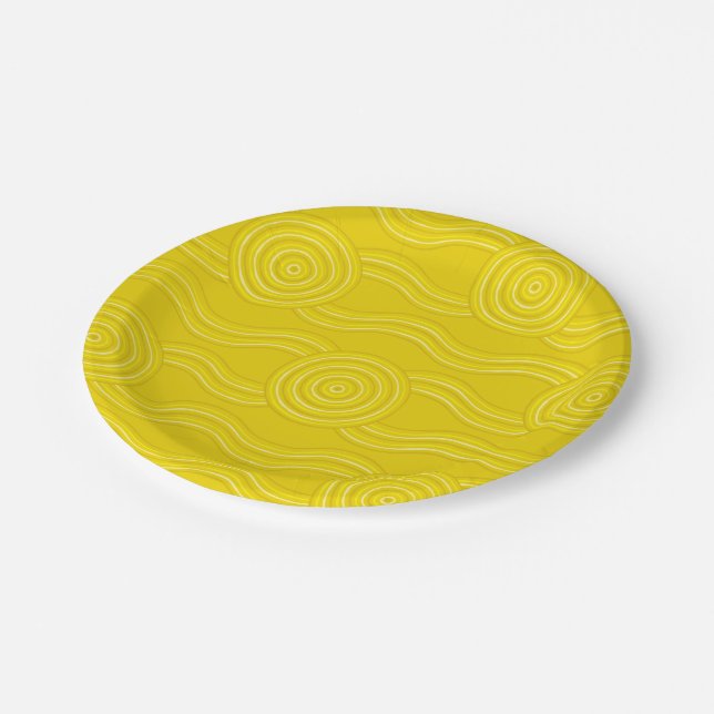 Aboriginal art wattle paper plate (Angled)