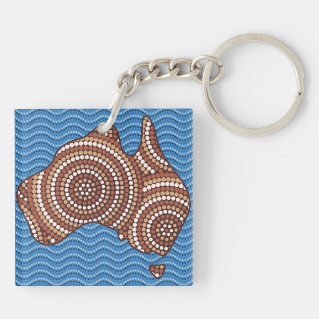 Aboriginal Australia dot painting Keychain (Back)
