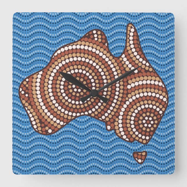 Aboriginal Australia dot painting Square Wall Clock (Front)