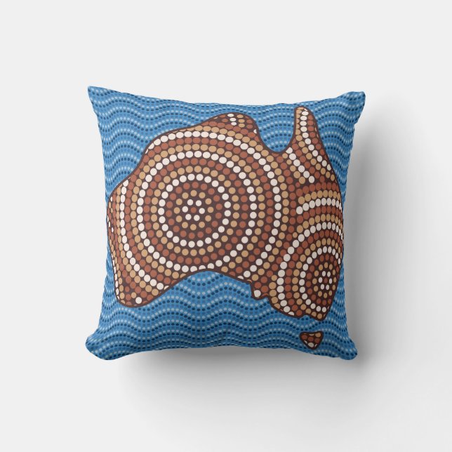 Aboriginal Australia dot painting Throw Pillow (Front)