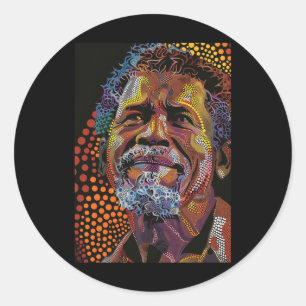 Aboriginal Australian Dot Art Portrait Artwork Of Classic Round Sticker