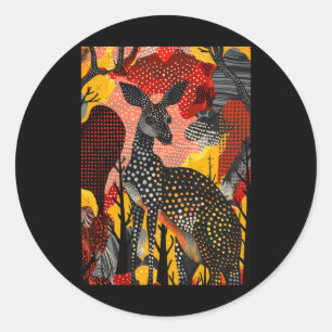 Aboriginal Australian Kangaroo Dot Art Roo Artwork Classic Round Sticker