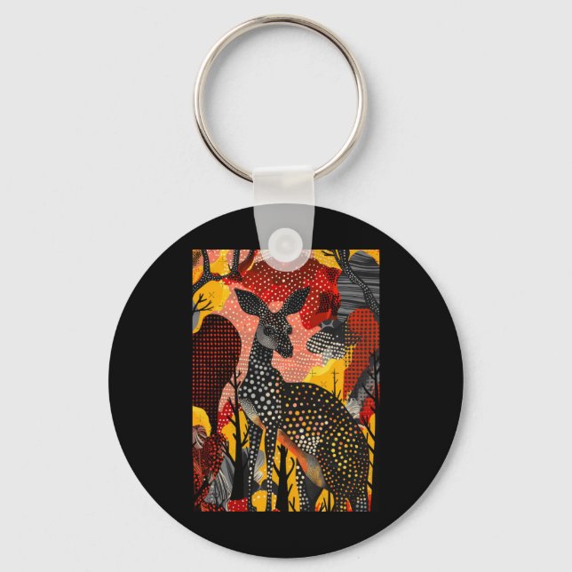 Aboriginal Australian Kangaroo Dot Art Roo Artwork Keychain (Front)