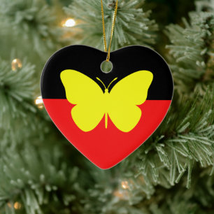 Aboriginal Butterfly Flag Ceramic Ornament