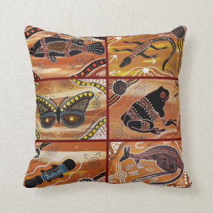 Aboriginal Collage Cushion/Pillow Throw Pillow