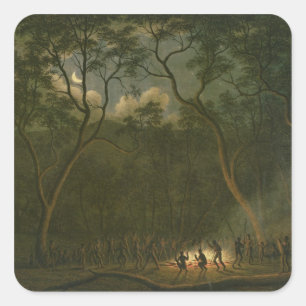 Aboriginal Coroboree in Van Diemen's Land Square Sticker