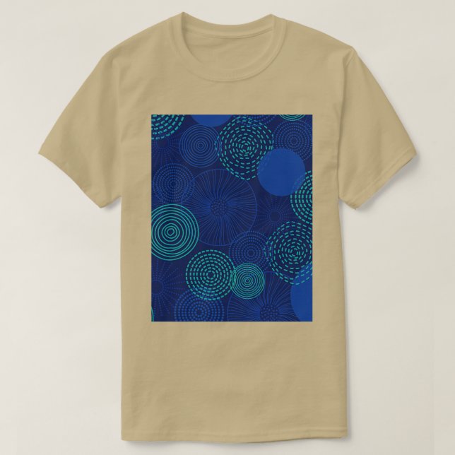 Aboriginal Dashes and Dots Blue Abstract Digital P T-Shirt (Design Front)