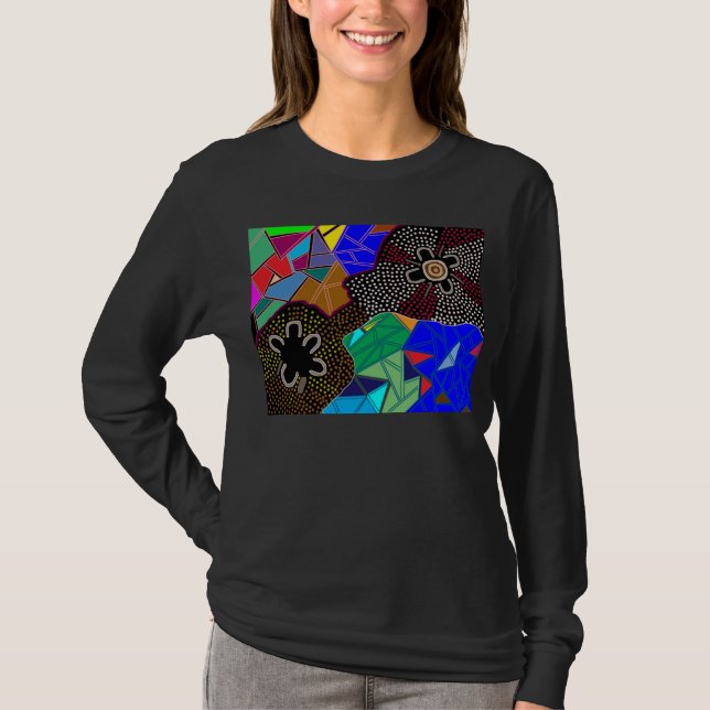 Aboriginal design v neck shirt (Front)